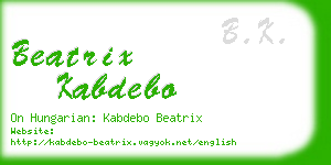 beatrix kabdebo business card